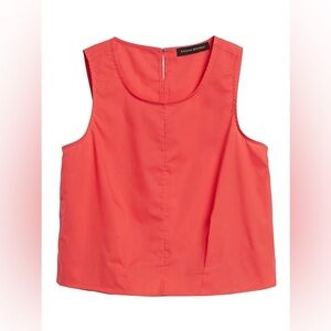 Banana Republic Vibrant Coral Poplin Cropped Sleeveless Shell Top Size XS Women